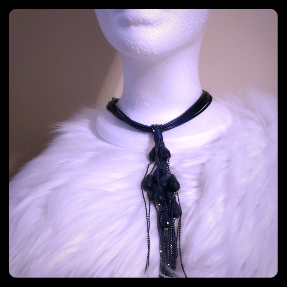 Navy blue beaded necklace